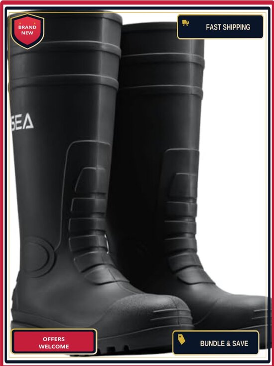 Men\'s Steel Toe Rain Boots Waterproof Slip Resistant Work Boots main image 6